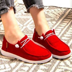 Corkys Kayak Red Corduroy Slip On Shoes | NIB | Size 7